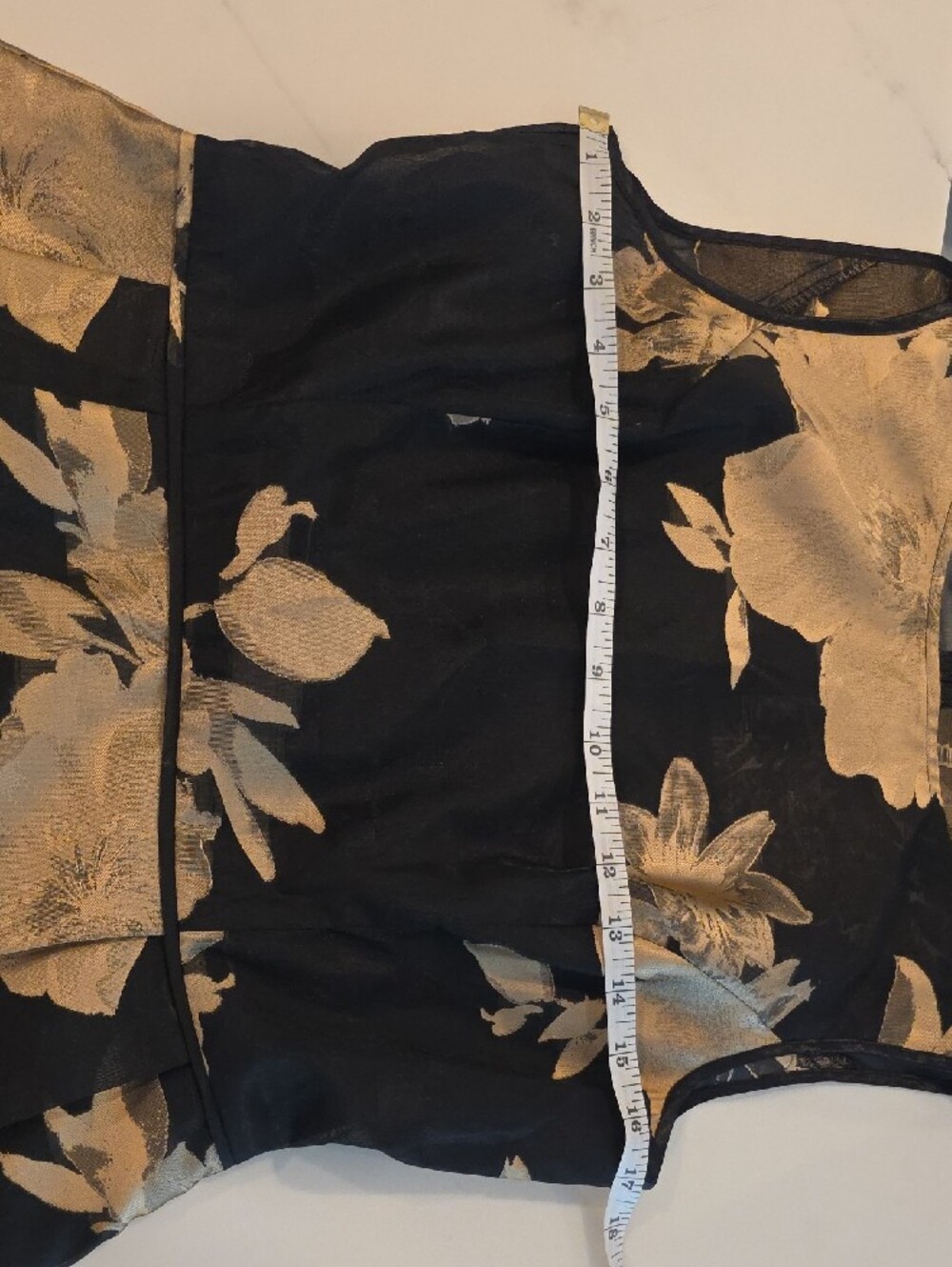 Elegant Black And Gold Floral Fit-and-Flare Dress - Picture 7 of 8
